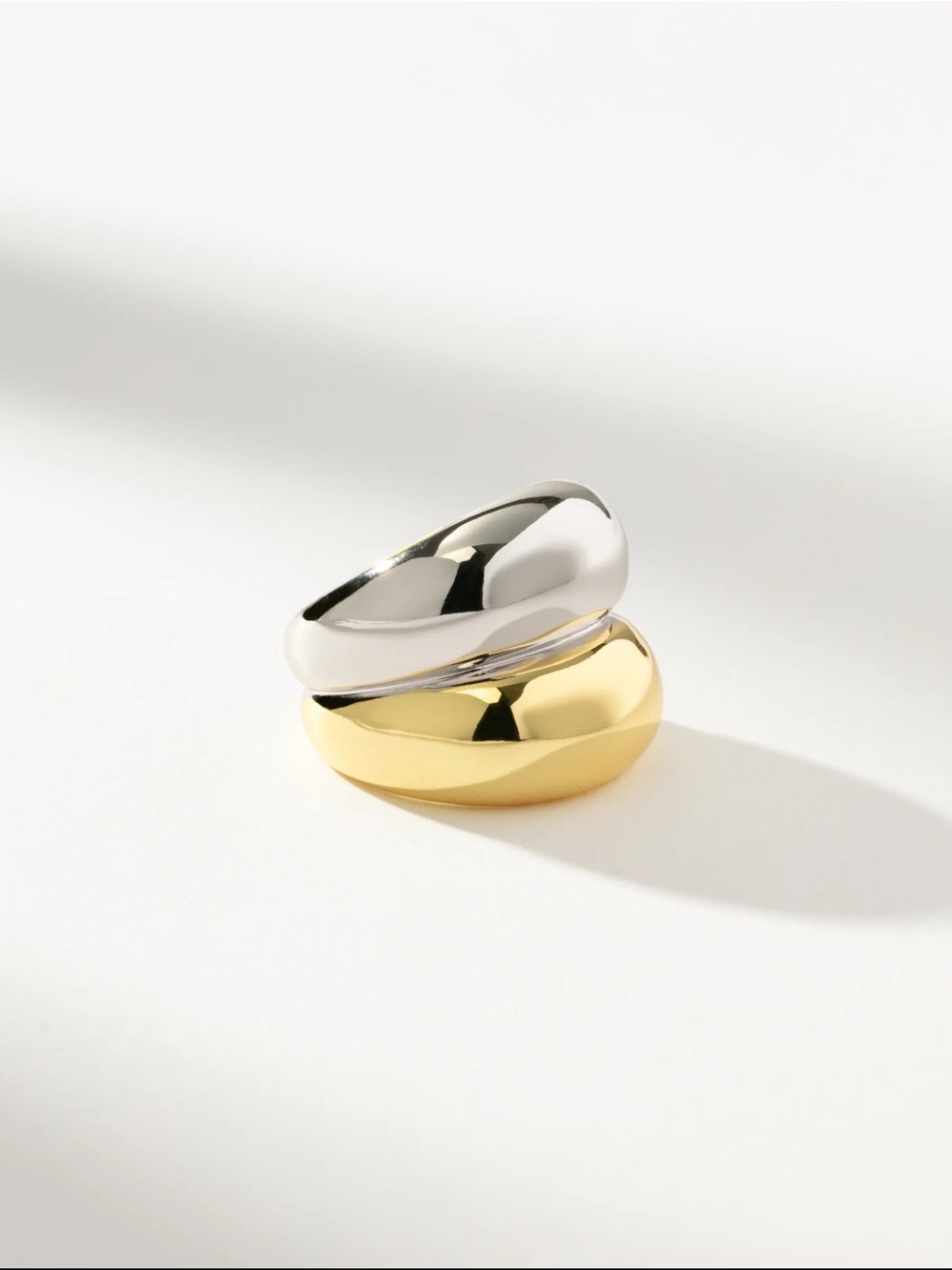 Mixed metal statement ring in Silver and Gold - Women Jewelry
